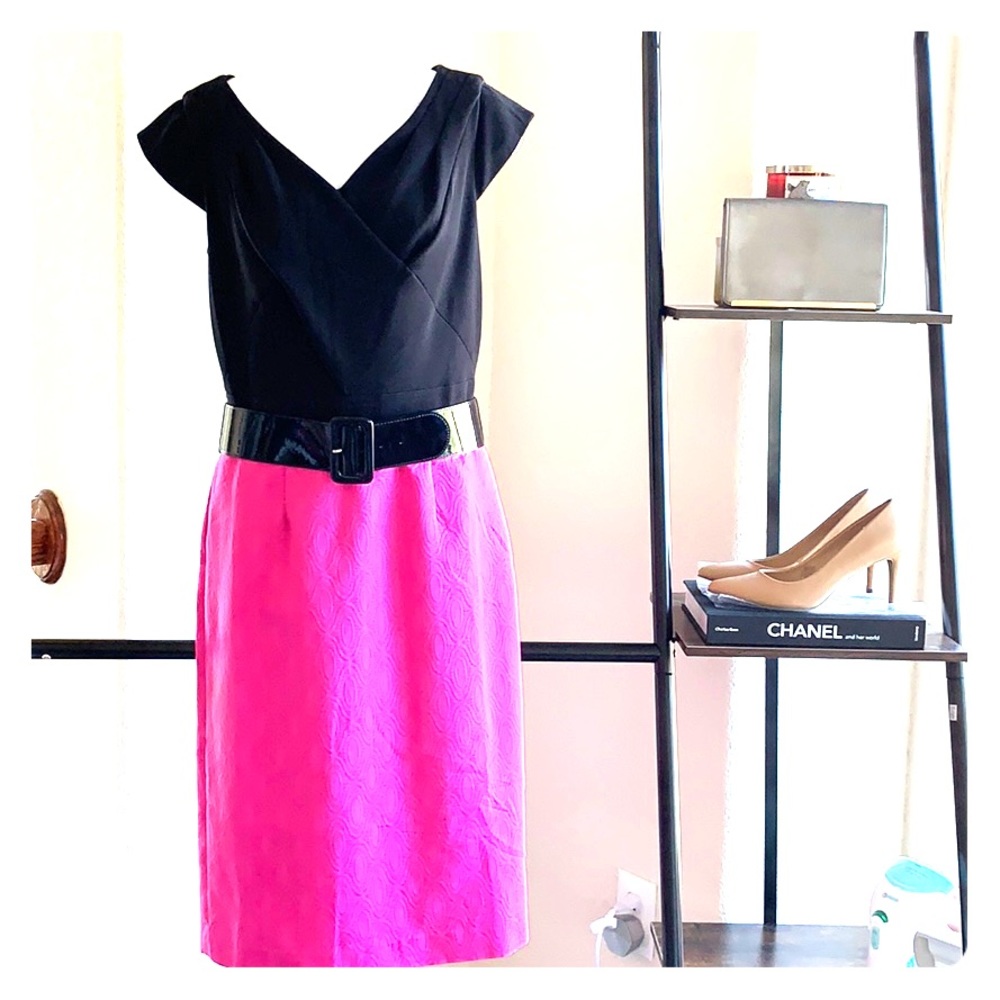 CHADWICKS Black and Pink Sheath Dress Size 12